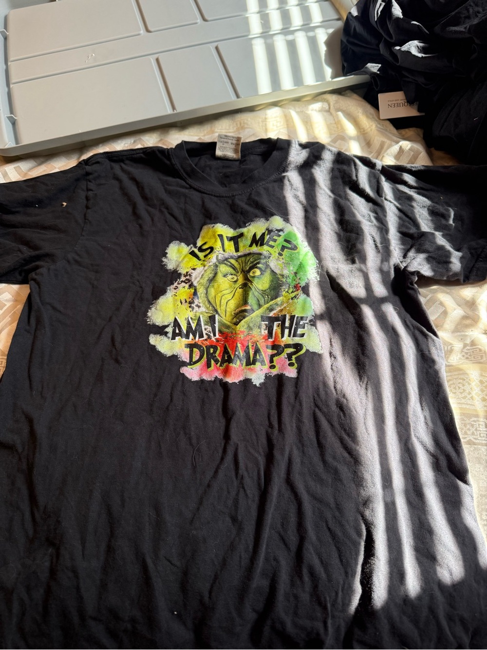 Comfort Colors Black Short-Sleeve Tee with Green Grinch Graphic